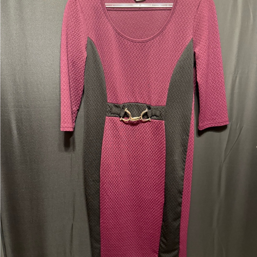 Mlle Gabrielle Burgundy and Black Long Sleeve Dress